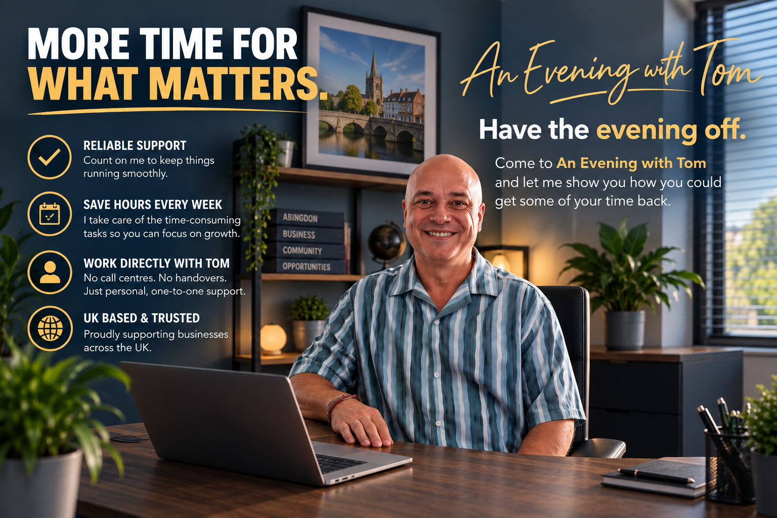 An Evening With Tom — free public event in Abingdon. Advance booking required.